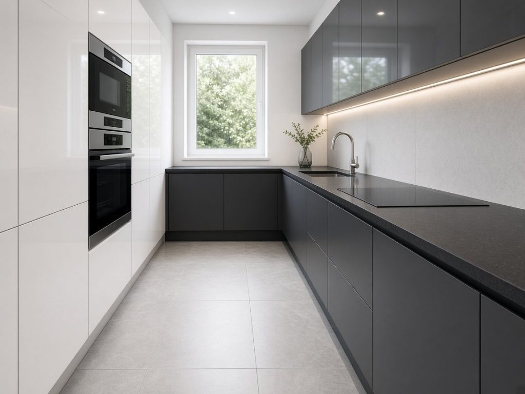 Handleless galley kitchen