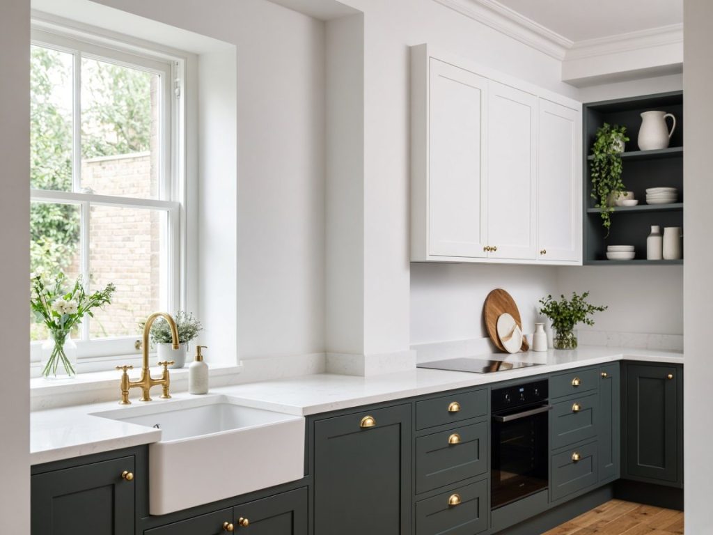 Shaker kitchen with butler sink